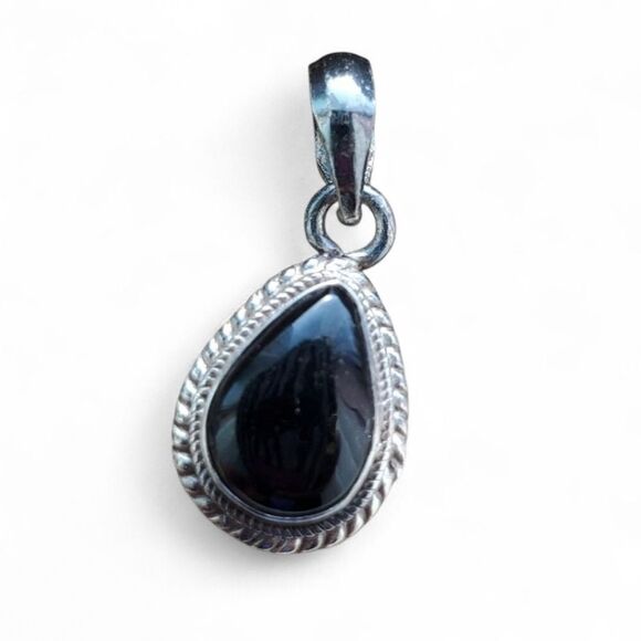 Jewelry - .925 Sterling Silver Black Glass Pendant